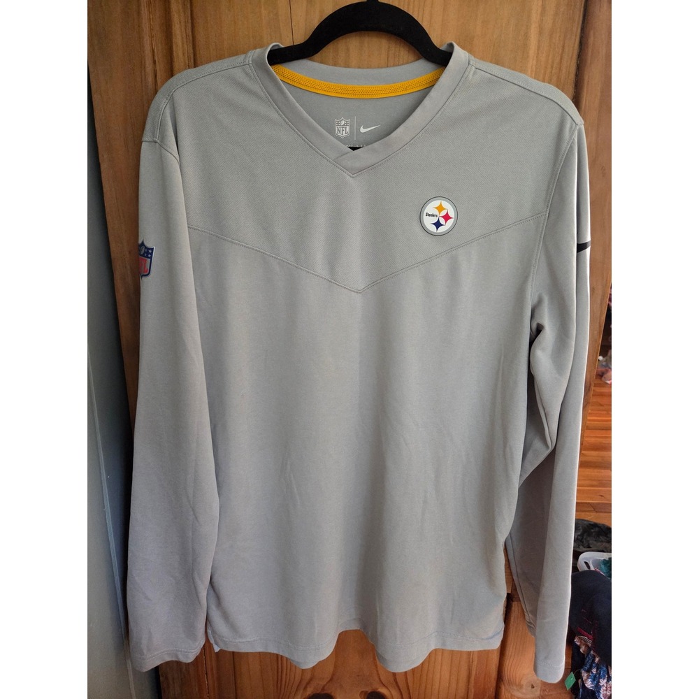 Nike NFL Pittsburgh Steelers Dri-Fit Long Sleeve Shirt Men's Medium Grey